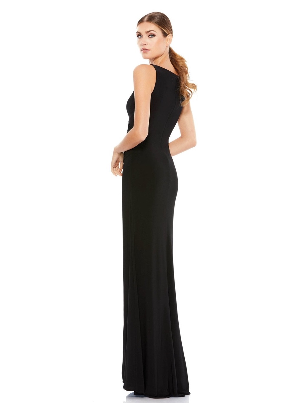 Mac Duggal Sleeveless Jersey Wrap High Slit Gown Size 2 - Picture 2 of 5